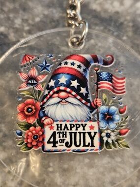 Fourth of July Gnome Keychain - Red, White & Blue